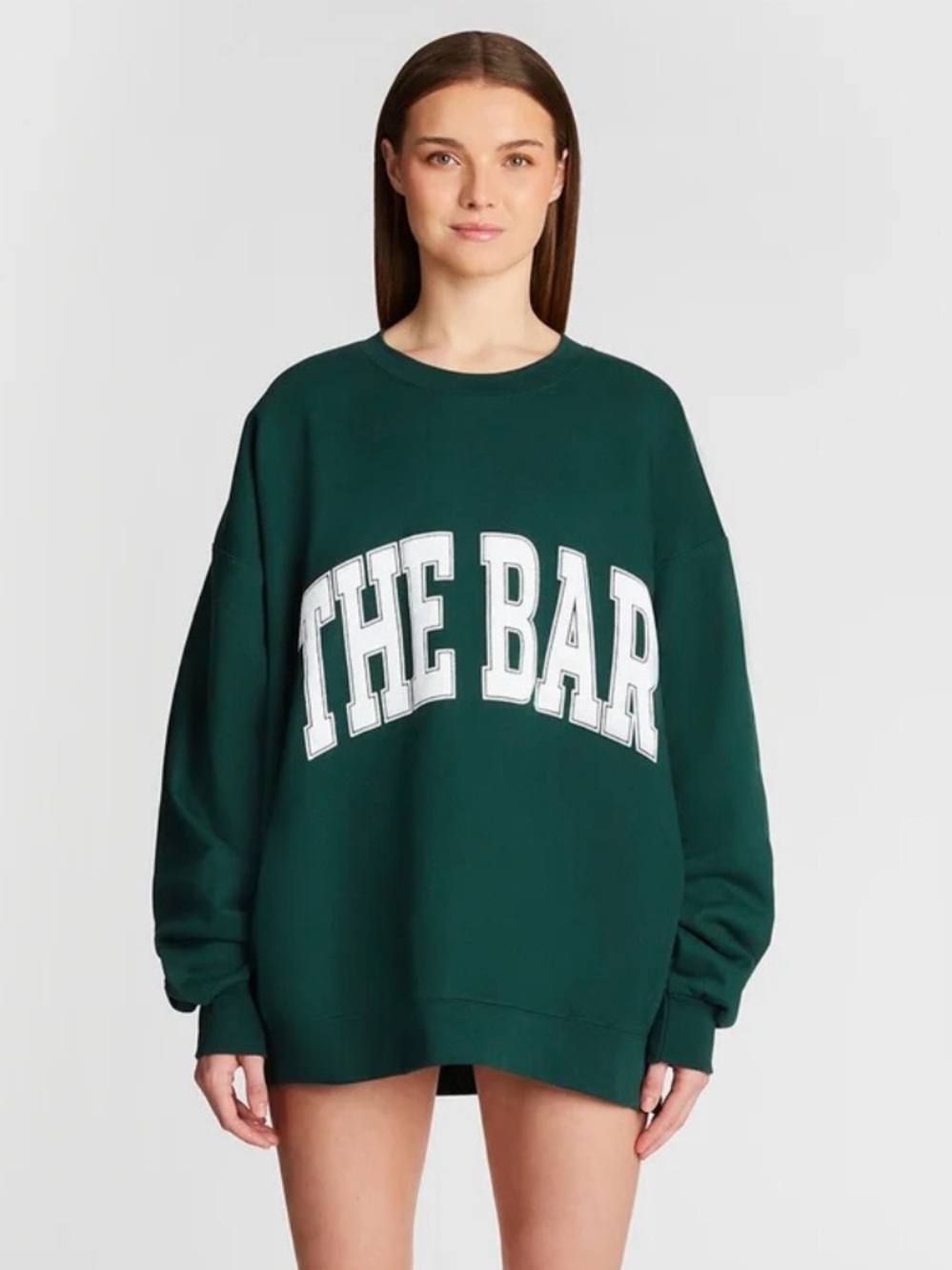 The Bar Varsity Sweatshirt Hunter Green Sz L Bestselling Sold Out Boyfriend Fit